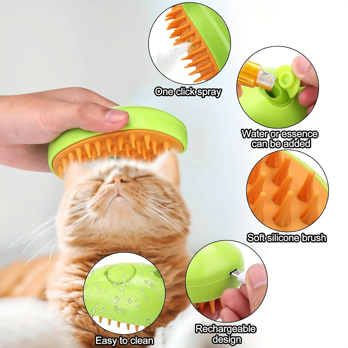 Brosse À Vapeur Pour Petits Animaux, Brosse 3 En 1 Avec Bouton De Libération 