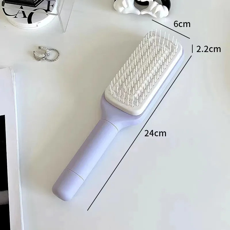 Brosse à cheveux autonettoyante, brosses à cheveux pour femme, peigne de nettoyage en un clic, peigne à cheveux bouclés, peigne airbag 3D, peigne rétractable, adapté à tous les types de cheveux,
